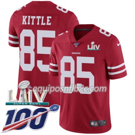Camiseta Hombre NFL San Francisco 49ers George Kittle 85 Nike Rojo 100th 2020 Super Bowl LIV